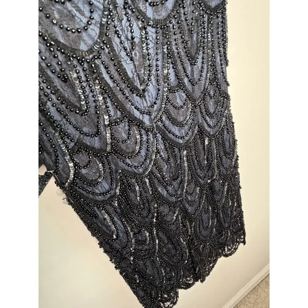 Pisarro Nights Embellished Sequins Sleeveless Mini Cocktail Dress Navy Blue 6